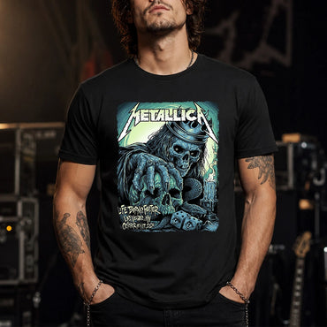 Metallica M72 World Tour October 15 and 17 2026 Sphere Las Vegas United States T-shirt by MAXX242 featuring a skeletal Fortune Reaper Skull, serpent, candle and dice.