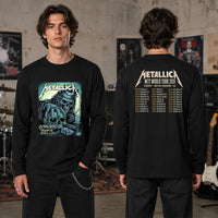 Metallica M72 World Tour October 15 and 17 2026 Sphere Las Vegas United States 2 Side T-Shirt by MAXX242 featuring Fortune Reaper Skull artwork on the front and 2026 tour dates on the back.